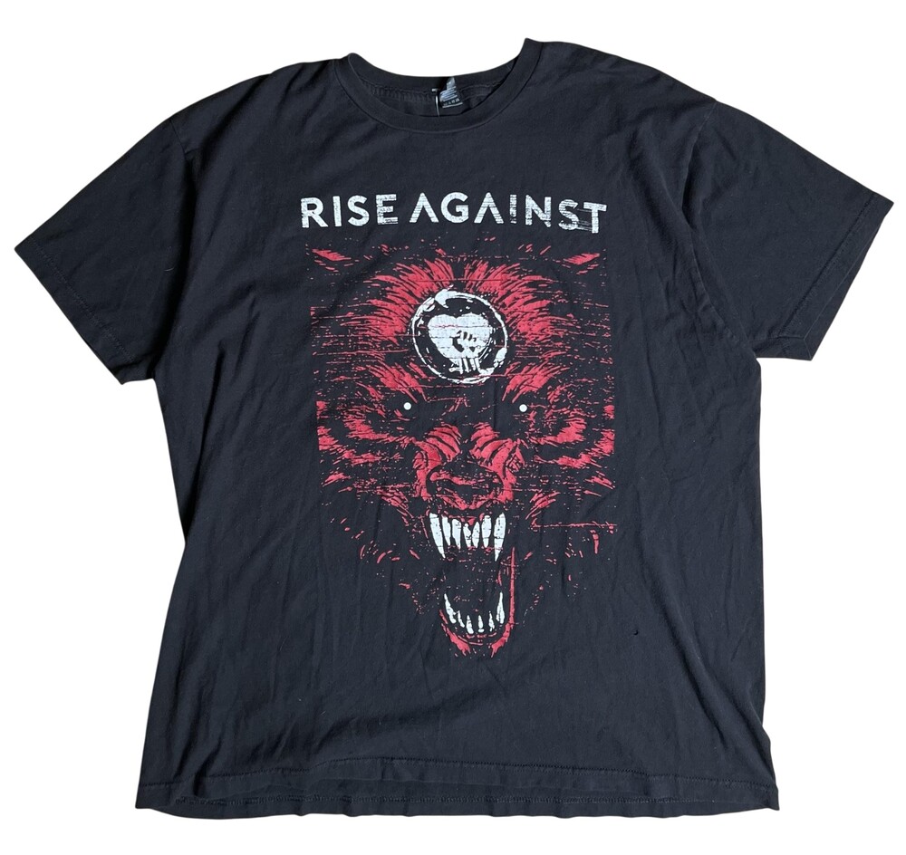 Rise Against Tultex Shirt Mens L Black Graphic Print Crew Neck Cotton Jersey